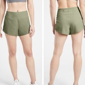 Athleta Run With It 3.5 Athletic Workout Shorts In Sage Green NWOT